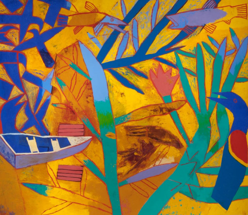 BILLY HASSELL (American, b. 1957) Egypt on the Brazos, 1985 Oil on canvas 78 x 90 inches (198.1 x 228.6 cm) FROM THE PROPERTY OF THE BELO COLLECTION