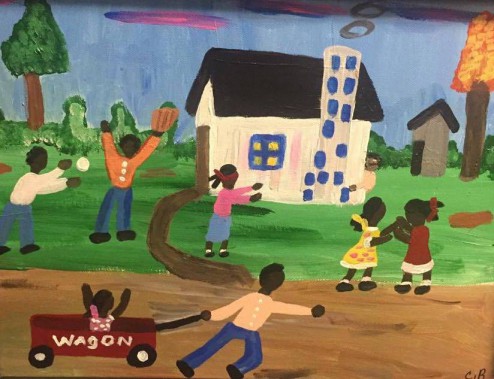 Cornelious Brackens Jr., Playtime, painting, The Stewpot Art Program artist